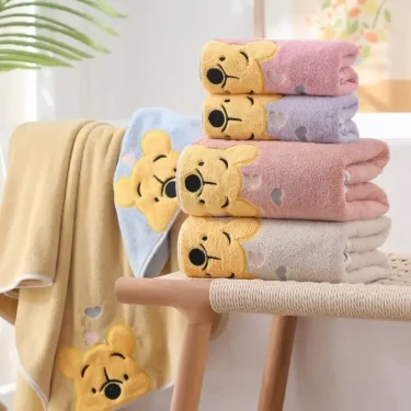 Winnie Bear Towel Bath Towel Set Soft and Absorbent Coral Velvet Bath Towel Home Wash Towel Children's Cartoon Bath Towel 2