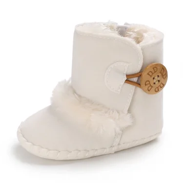 Baby Autumn Winter Boots Baby Girl Boys Winter Warm Shoes Solid Fashion Toddler Fuzzy Balls First Walkers Kid Shoes 0-18M 6