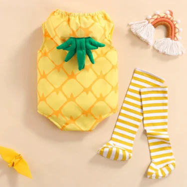 Ma&Baby 0-24M Pineapple Baby Romper Newborn Infant Boy Girl Jumpsuit Party Birthday Clothes With Leg Warmers Baby Costume 6