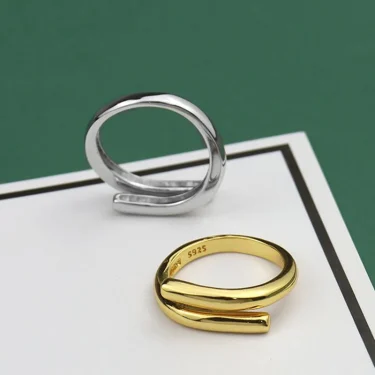 XIYANIKE Silver Color Double Layer Geometric Ring Female Charm Fashion Simple Opening Light Luxury Handmade Jewelry Gift 5