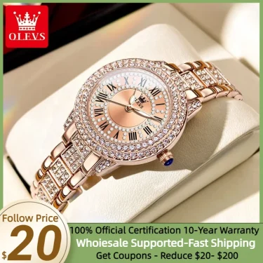 OLEVS 9943 Original Diamond Watch for Women Luxury Elegant Stainless steel Waterproof Quartz Wristwatch Fashion Ladies' Watches 1