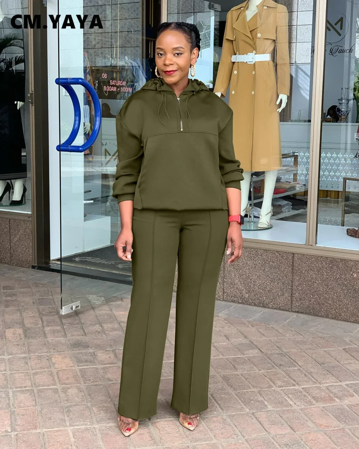 CM.YAYA Long Sleeve Women Set Loose Long Sleeve Hoodies Pant Suits 2024 Spring 2 Two Piece Sets Sporty Tracksuits Street Outfits 2