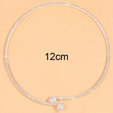 Fashion Rhinestone Heart Collar Choker Necklace For Women Simple Open Collar Golden Necklace For Women Choker Necklace Jewelry 6