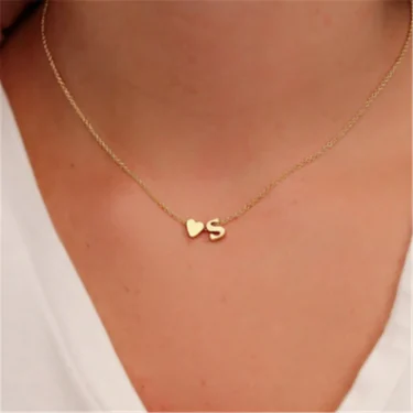 Fashion Tiny Dainty Heart Initial Necklace Letter Name Jewelry For Women Accessories Girlfriend Gift 1
