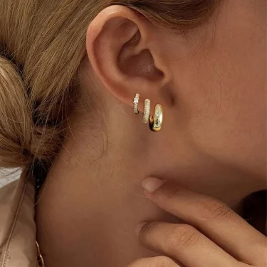 14K Gold Plated Copper Earrings Set Hypoallergenic Dainty Gold Hoop Earrings for Women Trendy Earring Stacks for Sensitive Ears 3