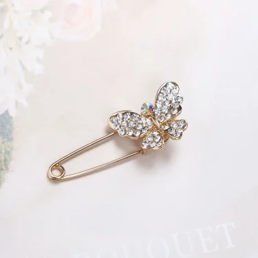 Simple Trendy Popular Rhinestone Decoration Buckle Pin Brooches Women Cardigan Coat Sweater Costume Safety Pins Accessories Gift 2