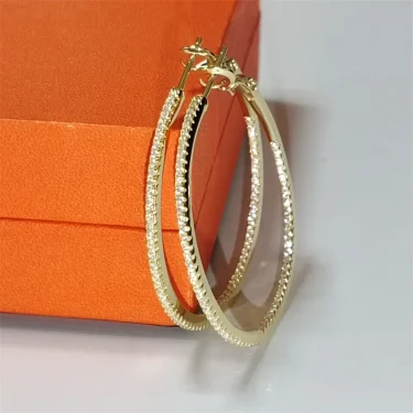 Senlissi -18 K Gold diamond Hoop Earrings For Women 925 Sterling Silver Original Fashion Earring Cерьги Kольца Rings Real gold 4