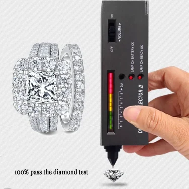Newshe Original 925 Silver Moissanite Rings with GRA Certificate D Color VVS1 Diamond Wedding Ring Set for Women Luxury Jewelry 3