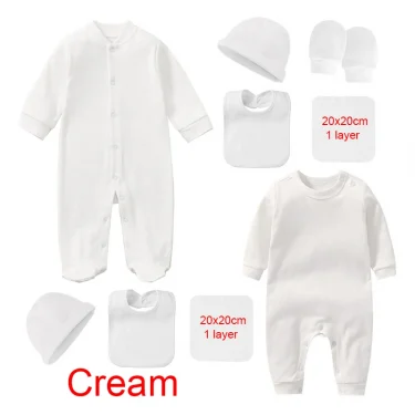Soft Cotton Newborn Baby Clothing Set Romper Bonnet Bibs Hospital Kit Sleepsuit Jumpsuit Growing One-Pieces Grows Nursery Roupa 1