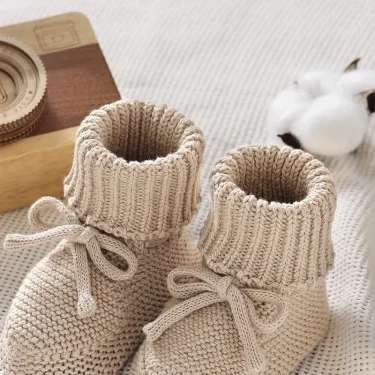 Infant Baby Shoes Cotton Knitted Newborn Girl Boy Boots Fashion Solid Warm Toddler Kid Slip-On Bed Shoes Handmade 0-18M Footwear 3