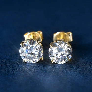 IOGOU 14k Gold Earrings Real 6mm Moissanite Diamond Stud Earrings for Men Women 10K Yellow Gold Screw Back Earrings Fine Jewelry 2