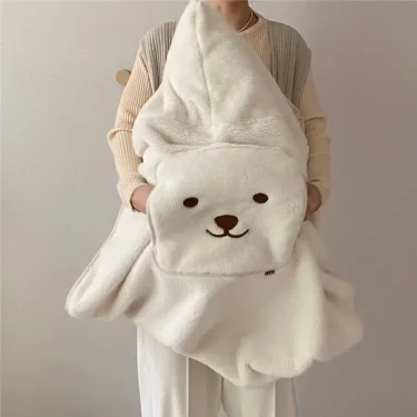Baby Stroller Windproof Blanket Newborn Swaddle Wrap Coral Fleece Cover Bear Bunny Winter Out Blankets Infant Sleeping Bag Quilt 3