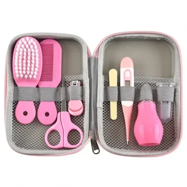 Baby Nasal Aspirator Nail Scissors Cartoon Set Daily Cleaning Supplies Care Bag Baby Care EVA Bag Eight-piece Set 5