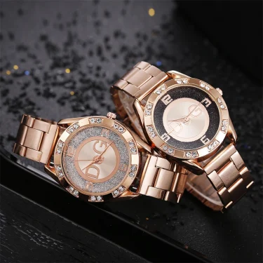 Luxury New Brand Women Watch Fashion with Diamonds Crystal Design Quartz Watches Leisure Rose Gold Stainless Steel Strap Clock 6