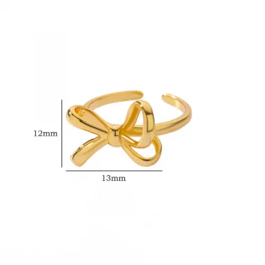 Stainless Steel Bow Knot Opening Rings For Women Cute Gold Plated Geometric Adjustable Ring Simple Jewelry Accesorios anillos 5