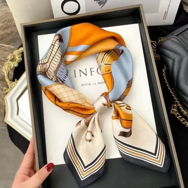 Luxury Print Silk Square Scarf Women Soft Satin Horse Hairband Neckerchief Office Hijab Headband Foulard Bag Ribbons Gift 5