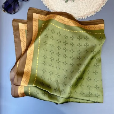 2025 New Fashion Print Square Scarf Women's Imitation Silk Scarf Casual Versatile Decoration Small Neck Scarf 70CMx70CM 6
