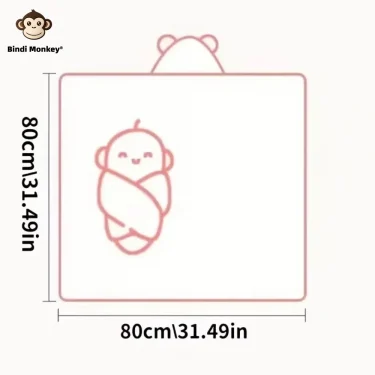Newborn Baby Hooded Cloak Bath Towel Blanket Cartoon Solid Color Coral Velvet 0-4 Years 2
