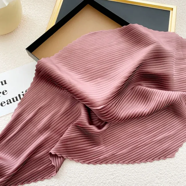 Women Square Scarf Skinny Ribbon Head Neck Small Pleated Hair Tie Band Kerchief Satin Foulard Scarves Headscarf Neckerchief 6