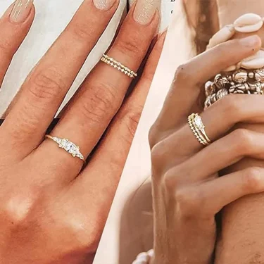 Stackable Gold Rings for Women Dainty 14K Trendy Gold Plated Non Tarnish Stacking Cubic Zirconia Fashion Ring Jewelry Size 6 -10 4