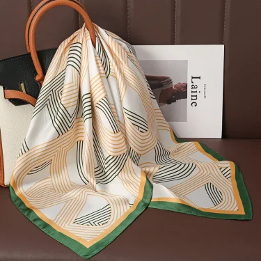 Luxury Print Satin Silk Square Scarf for Women Shawl Hijab Neckerchief Female Hair Ribbon Headband Fashion Wrap Bandana 2025 New 6