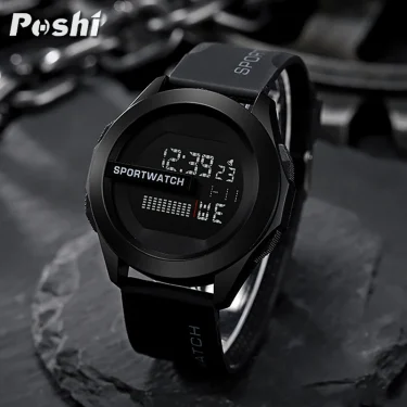 POSHI Sport Watch for Man Luxury Digital Wristwatch Stopwatch Luminous with Date Week Original Waterproof Clock free shipping 3