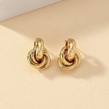 Gold SIlver Color Knot Hoop Earring for Women Fashion Shiny Plating Trendy Twist Stud Earring Stud Cute Daily Wear Jewelry 3