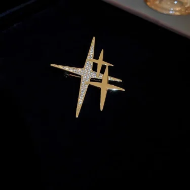 Classic Shining Exquiste Crsytal Star Brooches Pins For Women Men Fashion Korean Style Rhinestone Gold Color Badges Jewelry 4