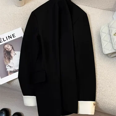 Women Long Sleeve Office Lady Blazers Autumn Winter Solid Casual Single Breasted Chic Notched Blazer Ladies Jackets Clothes 5