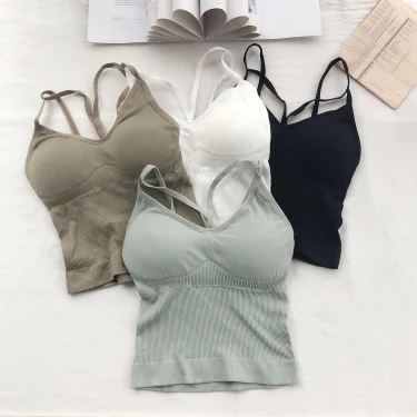 Women Cotton Lingerie Push Up Bra Sexy V Neck Tube Top Fashion Solid Color Underwear Female Soft Brassreie with Chest Pad 1