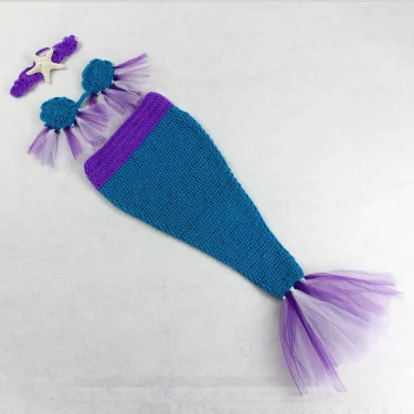 Purple mermaid suit baby photography costume baby photography costume mermaid birthday gift photo props mermaid knitting suit 2