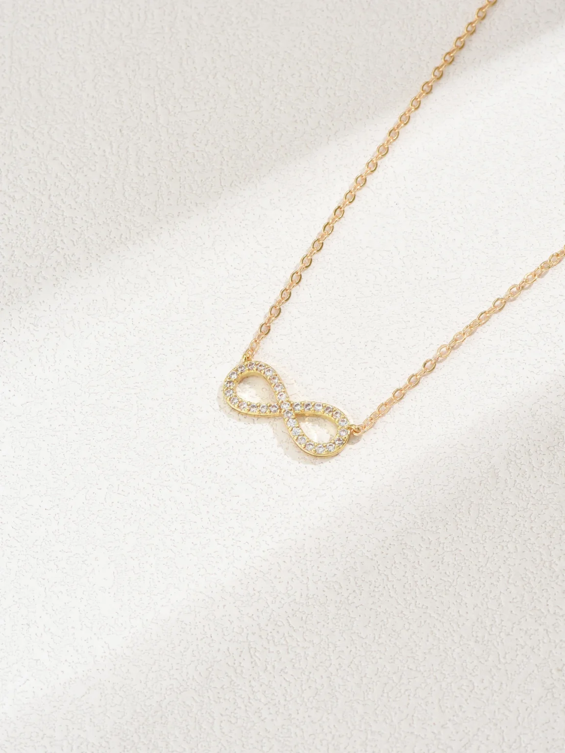 Fashion Simple Stainless Steel Infinity Pendant Necklace for Women Classic Lucky Zircon Love You Forever Jewelry Birthday Gift 5