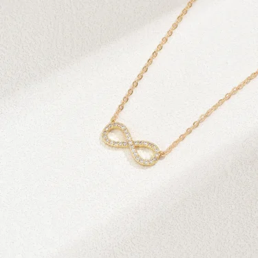 Fashion Simple Stainless Steel Infinity Pendant Necklace for Women Classic Lucky Zircon Love You Forever Jewelry Birthday Gift 5