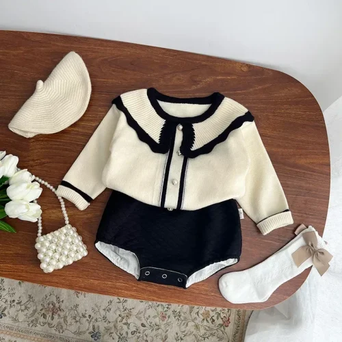 Baby Rompers Spring and Autumn Korean Style Small Fragrance Baby Suit Western Style Sweater +pants Baby Girl Baby Two-piece Set 1