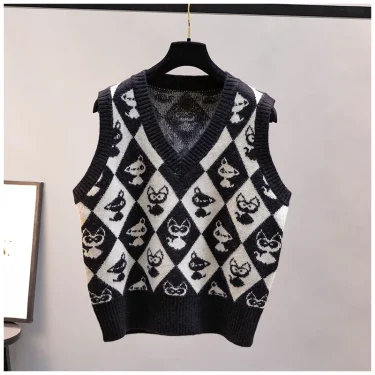 Women's spring and autumn 2023 fashion new knitted vest sleeveless v-neck sweater Korean style foreign style top 3