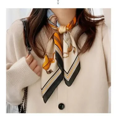 Luxury Silk Shawl Square Scarf for Women Satin Fashion Wraps Neckerchief Female Hair Bands Ribbon Headband Bandana 70X70CM 6