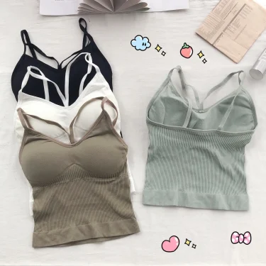 Women Cotton Lingerie Push Up Bra Sexy V Neck Tube Top Fashion Solid Color Underwear Female Soft Brassreie with Chest Pad 2