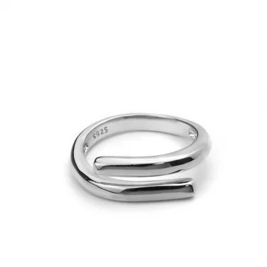 XIYANIKE Silver Color Double Layer Geometric Ring Female Charm Fashion Simple Opening Light Luxury Handmade Jewelry Gift 6