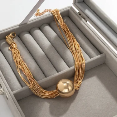 Punk Style Gold Color Metal Multilayer Box Chain Clavicle Necklace Ladies Hip Hop Round Necklaces Men Fashion Girls Jewelry 3