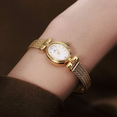 Women's Watches Luxury Brand Oval Quartz Watch Gifts For Women Vintage Elegant Waterproof Golden Wheat Bracelet Wristwatch 2