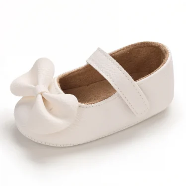 Baby Spring and Autumn Cute Bow Upper PU Soft Rubber Bottom Anti slip Princess Shoes Newborn Casual Walking Shoes 0-18M 5