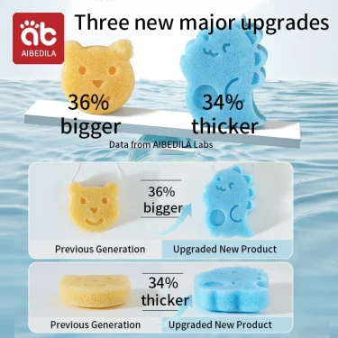 AIBEDILA Baby Duck Shape Bath Sponge Infant Shower Environmental friendly Cotton Scrub Body Bath Brushes Spa Sponge Cleaning 4