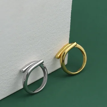 XIYANIKE Silver Color Double Layer Geometric Ring Female Charm Fashion Simple Opening Light Luxury Handmade Jewelry Gift 4