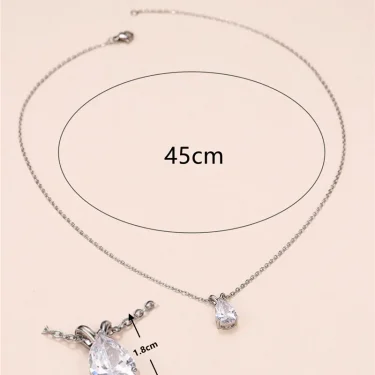 Huitan Luxury Pear Cubic Zirconia Pendant Necklace for Bridal Wedding Engagement Party High-quality Silver Color Fashion Jewelry 3