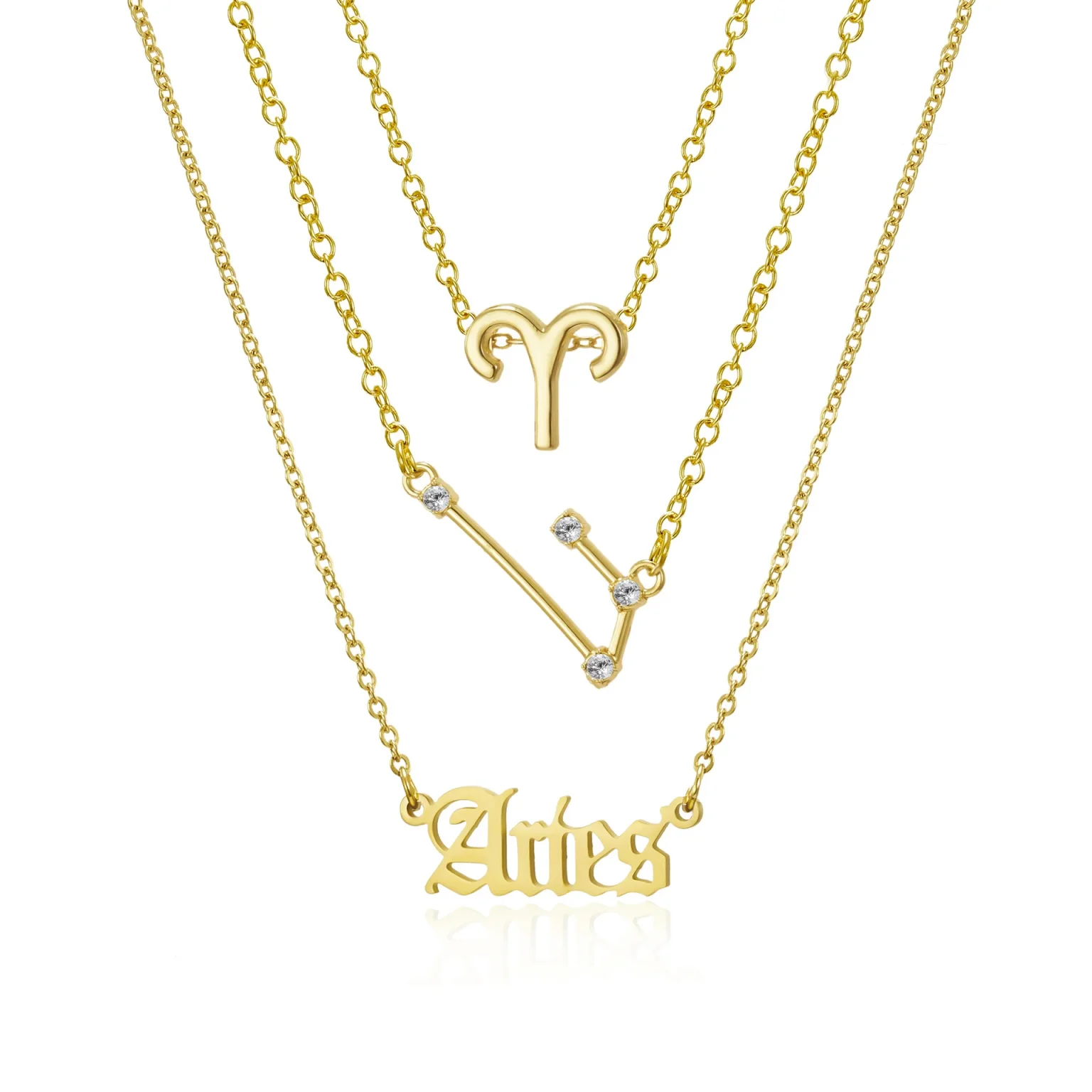 3Pcs/set 12 Zodiac Sign Necklace For Women 12 Constellation Pendant Chain Choker Birthday Jewelry With Cardboard Card 6