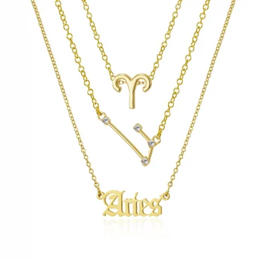 3Pcs/set 12 Zodiac Sign Necklace For Women 12 Constellation Pendant Chain Choker Birthday Jewelry With Cardboard Card 6