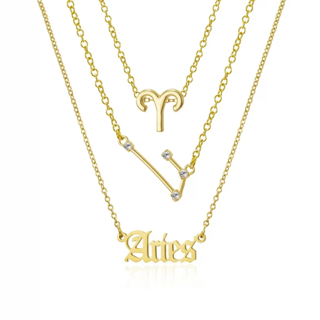 3Pcs/set 12 Zodiac Sign Necklace For Women 12 Constellation Pendant Chain Choker Birthday Jewelry With Cardboard Card 6