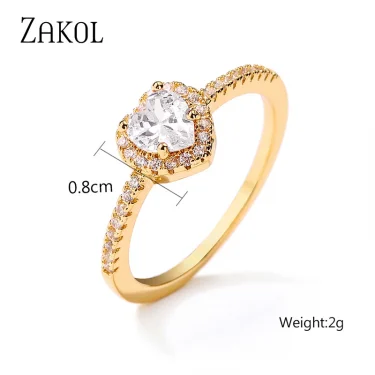 ZAKOL Romantic Pink Heart CZ Engagement Rings for Women Fashion AAA Cubic Zirconia Wedding Bands Jewelry Valentine's Day Gift 6