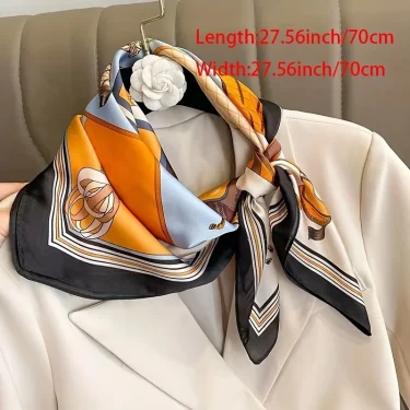 Luxury Silk Shawl Square Scarf for Women Satin Fashion Wraps Neckerchief Female Hair Bands Ribbon Headband Bandana 70X70CM 2