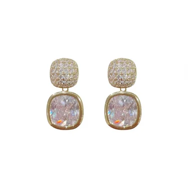 New Square Colorful Zircon Ear Stud Earrings for Women Personality Fashion Daily Wear Accessories Party Jewelry Birthday Gifts 6